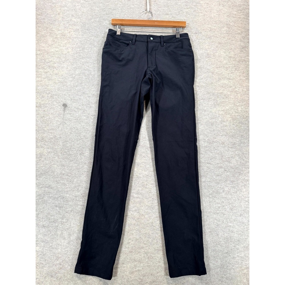Lululemon ABC Pants Mens 28 Black Warpstreme Logo Slim Fit Wrinkle Resistant